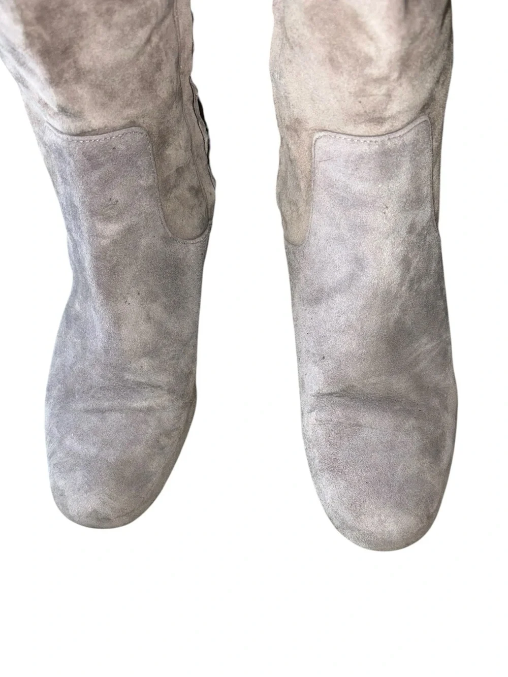 Sam Edelman Elina Gray Suede Leather Over The Knee Block Heel Boots - 7.5